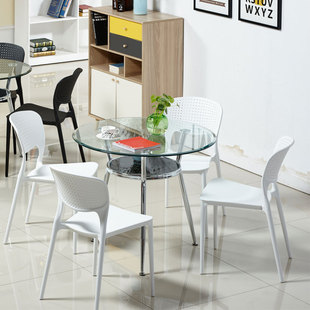 洽谈桌椅组合简约塑料，会客商用阳台钢化玻璃，茶几谈判小圆桌子圆形