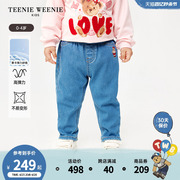 teenieweeniekids小熊童装，24春夏女宝宝，松紧腰简约牛仔裤