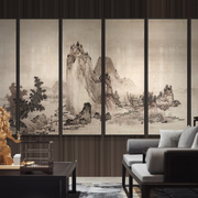 新中式客厅沙发背景墙装饰画书房，多联巨幅山水，风景壁挂画酒店卧室