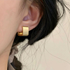 网红素款高级设计感拉丝方形耳扣式耳环简约冷淡风2023女