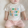 ins韩国2024夏季婴儿彩色字母短袖T恤简约打底短裤女宝宝2件套装