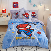 迪士尼全棉儿童卡通床单四件套纯棉蜘蛛侠被套男孩床上用品三件套