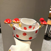 in蘑菇陶瓷碗盘杯套装，日式立体手绘浮雕，盘餐具少女心卡通泡面碗