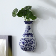 墙上花瓶陶瓷壁饰壁挂，插花陶瓷器青花瓷家居客厅装饰品摆件