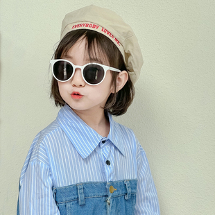 韩国宝宝贝雷帽夏季速干时髦英文刺绣男女童海军，复古画家帽时装帽