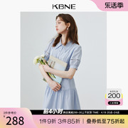 kbne连衣裙女蓝色法式衬衫裙，2024夏季今年流行的漂亮裙子