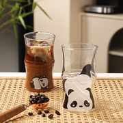 熊猫杯子可爱女生竹节杯牛奶玻璃杯家用耐高温网红水杯女2023