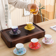 陶瓷品茗杯珐琅彩功夫茶杯茶具，套装组轻奢，家用个人杯描金主人单杯