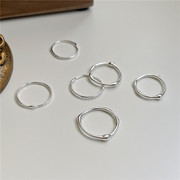 s925纯银手工白银色(白银色)不规则肌理感细戒液态线条指关节戒指叠带戒指