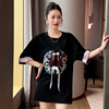 新中式国风刺绣设计感短袖t恤女2024夏季宽松中长款上衣