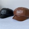 绵羊皮真皮54-60cm冬黑色，棕短檐ins八角帽报童帽，鸭舌帽画家帽