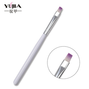 跨境白杆美甲光疗笔 紫头渐变色光疗排笔雕花笔 美甲工具