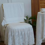 定制法式椅背套沙发靠背巾，纯棉简约家用餐椅套q罩欧式现代白色刺