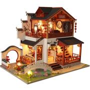 模型diy手工小屋礼物房子建筑别墅，拼装生日制作玩具中国风大型女