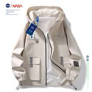 NASA联名夹克男士外套春秋潮牌2023年工装休闲学生连帽青少年上衣