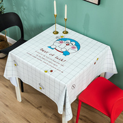 简约方桌桌布防水防油免洗PVC台布ins风北欧可爱正方形椭圆餐桌布