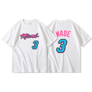 篮球运动球衣宽松纯棉短袖韦德纪念t恤男迈阿密ins潮流城市版3号