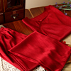 新中式新娘睡衣女红色长袖，长裤套装套头国风缎面，冰丝绸新婚睡衣