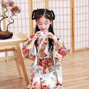 儿童和服印花日式浴袍女孩，公主裙表演服气质可爱蝴蝶结
