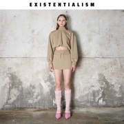 EXISTENTIALISM 时髦运动女装高级短款休闲长袖卫衣短裙套装