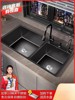 九牧͌不锈钢黑双槽水槽，厨房加厚台下盆洗菜盆洗碗池洗手池套装304