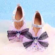 公主鞋女童皮鞋儿童库洛米可爱凉鞋包头蝴蝶结飘带紫色夏鞋子装扮