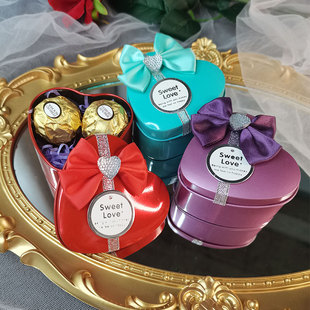 费列罗心形马口铁糖盒 巧克力礼盒装2粒创意生日礼物结婚喜庆糖盒