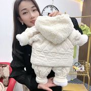 女宝宝冬装棉衣套装加厚0-1岁2两件套分体衣服女童秋冬季外出棉服