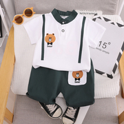 男童夏季短袖polo衫，套装1-2-5岁宝宝婴幼儿，衣服女童夏装帅气薄款