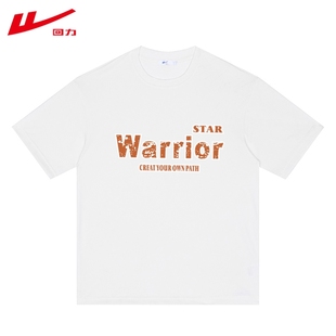 Warrior/回力国潮短袖t恤男女夏季轻薄T恤圆领宽松情侣装百搭