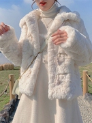 2023秋冬仿兔毛皮草，外套女小个子加厚羊羔绒，显瘦毛毛大衣短款