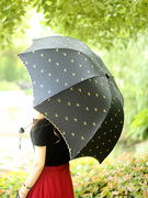 深拱形防晒防紫外线蘑菇，公主雨伞黑胶遮阳折叠晴雨两用女太阳伞