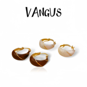 VANGUS法式复古滴油圆形金属耳扣纯银耳环女设计夸张耳钉小众耳饰