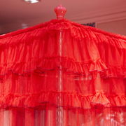 婚庆蚊帐大红色1.8m米床双人家用加密加厚结婚蚊帐1.5m不锈钢支架