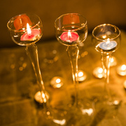 手工制作玻璃烛台 欧式水晶高脚烛台 浪漫晚餐摆件 玻璃工艺品