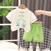 婴儿衣服夏季洋气中国风短袖套装薄款一岁6七8九个月男女宝宝夏装