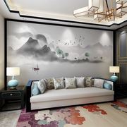 新中式意境水墨山水沙发卧室客厅影视墙壁画电视背景墙壁纸壁画