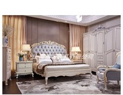欧式新古典布艺床别墅实木雕花双人床法式轻奢1.8米2米定制大床