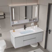 智能实木浴室柜组合陶瓷一体盆，卫生间洗脸洗手盆柜，洗漱台盆柜套装