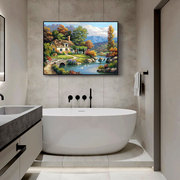 田园风景卫生间防水装饰画欧式浴室，厕所免打孔挂画餐厅酒店墙壁画