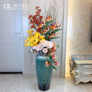 轻奢陶瓷花瓶摆件客厅插花酒店新中式欧式落地大号居家装饰现代