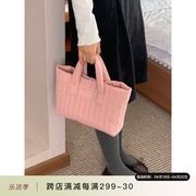 定制款~粉色上班通勤手提包女冬季小众设计感手拎包韩国气质包包