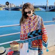 高档披肩围巾两用秋季薄款丝巾纱巾海边沙滩防晒三亚泰国旅游拍照