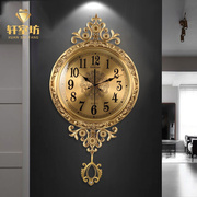 欧式纯铜时钟静音挂钟客厅大号挂表美式北欧时钟时尚家用石英钟表