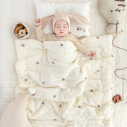 婴儿被子纯棉秋冬安抚新生儿童宝宝，毛毯加厚盖被幼儿园盖毯空调被