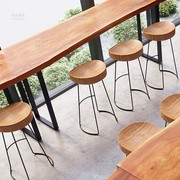 实木吧台桌椅组合高脚家用阳B台靠墙长条桌休闲吧台酒吧桌椅