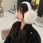 白色韩版软萌可爱大号毛绒，耳捂子保暖防冻护耳，冬季耳罩女耳套耳暖
