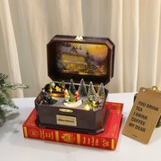 圣诞音乐盒圣诞节装饰品会旋转发光带音乐USB电池两用儿童礼物