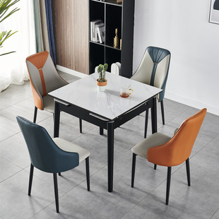可伸缩折叠岩板餐桌椅组合现代简约小户型，餐桌家用正方形饭桌餐台