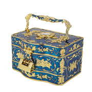 欧式公主三层首饰盒化妆镜带锁珠宝盒饰品戒指收纳盒手提箱